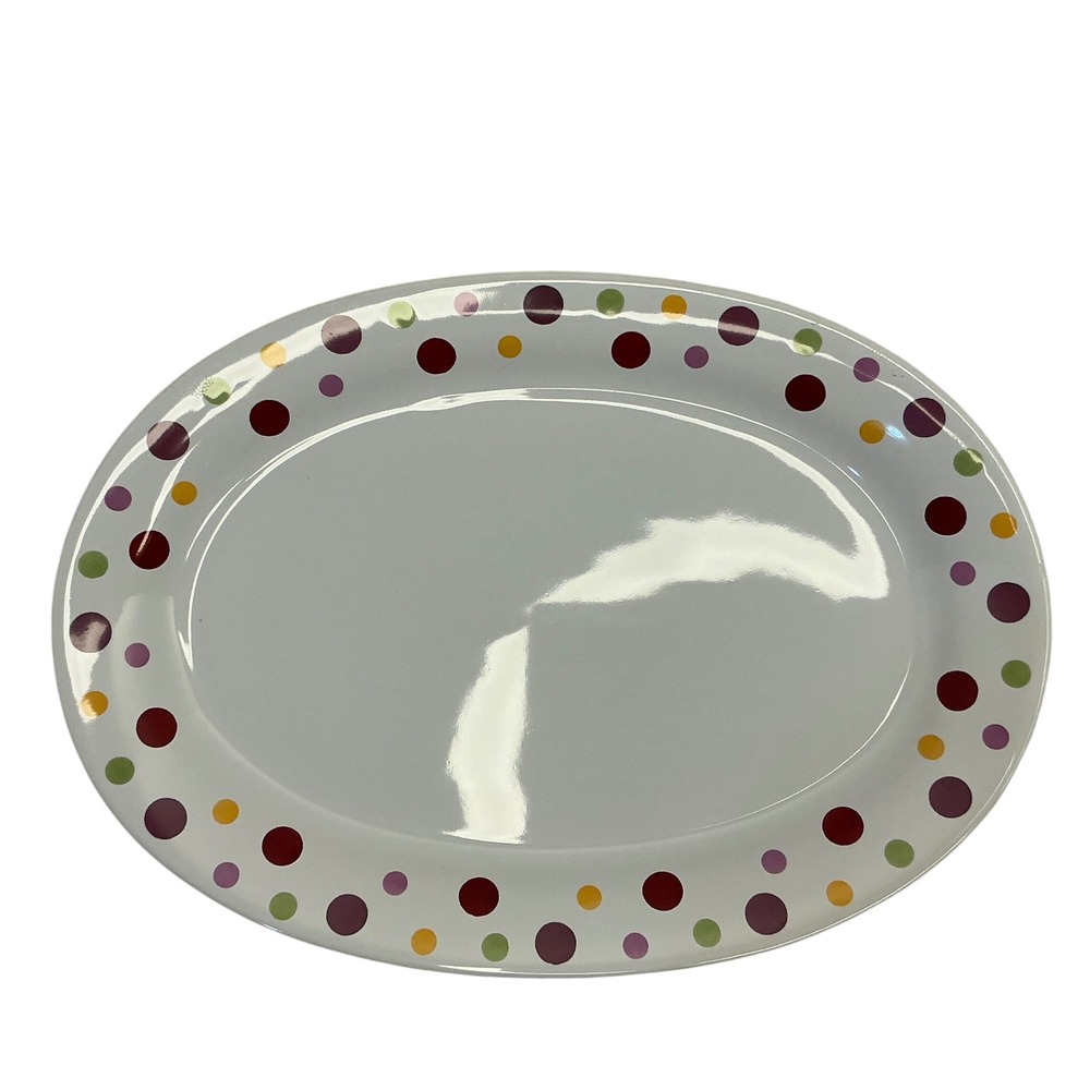 Pampered Chef Simple Additions Polka Dot Oval Serving Platter White 13 Inchβ